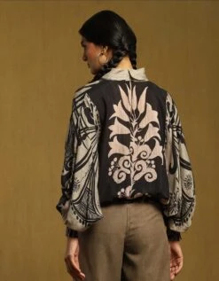 Black Botanic Print Top -Africans Shop stpvbm01n31226750blackb