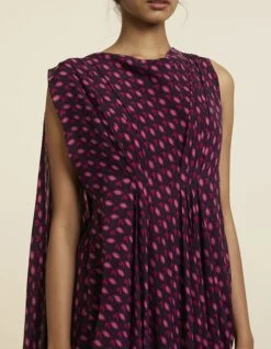 Wine Geo Print Crop Top Attached Drape With Pants -Africans Shop svalfw23k02c6 1