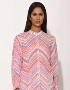 Pink Dots Chveron Shirt -Africans Shop svj604323