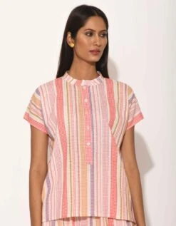 Pink Dots Striped Top -Africans Shop svj605124