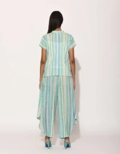 Turquoise Dots Striped Drape Pants -Africans Shop svj60541b