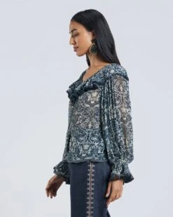 Ruffled Floral Print Blouse -Africans Shop ts01aw23p3