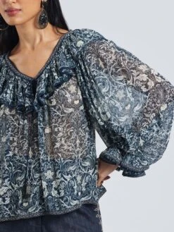 Ruffled Floral Print Blouse -Africans Shop ts01aw23p5