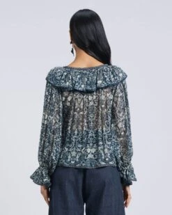 Ruffled Floral Print Blouse -Africans Shop ts01aw23pb