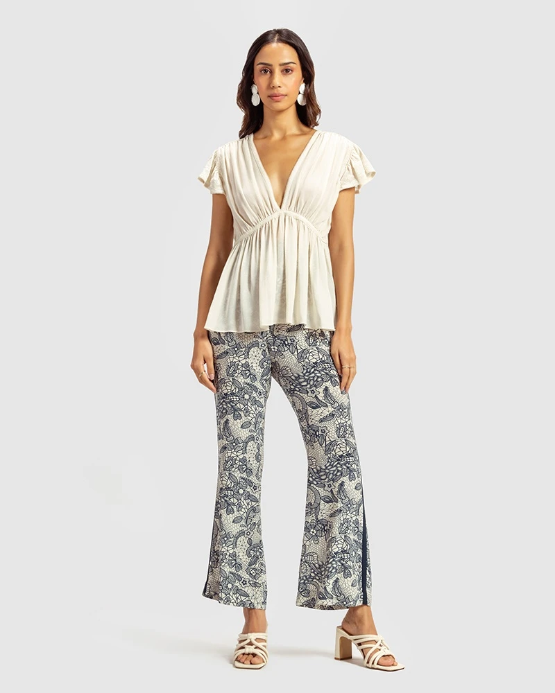 Ivory Ivory Gathered Silk Georgette Top 3 Ivory Ivory Gathered Silk Georgette Top