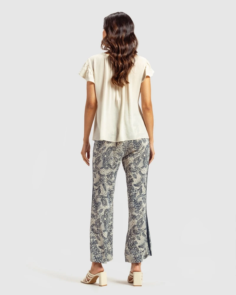 Ivory Ivory Gathered Silk Georgette Top 7 Ivory Ivory Gathered Silk Georgette Top - Image 5