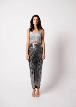 Silver Chrome Scoop Blouse