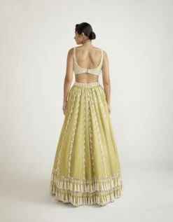 Fern Green Chandelier Pearl Drop Lehenga Set -Africans Shop vaawlh2502b 1
