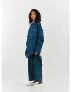 Turquoise Shibori Shirt -Africans Shop vboymsk70bm1173