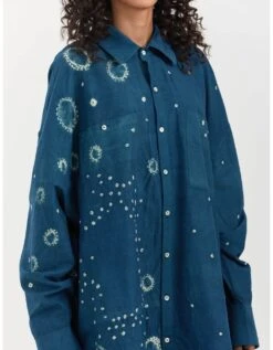 Turquoise Shibori Shirt -Africans Shop vboymsk70bm1174