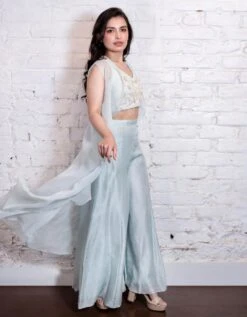 Turquoise Ruffle Jacket With Pant Set 9 Turquoise Ruffle Jacket With Pant Set -Africans Shop vsk232712a3