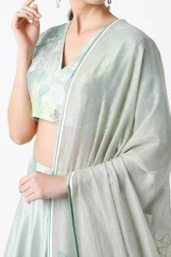 Olive Green Floral Lehenga With Embriodered Blouse And Shimmer Dupatta -Africans Shop waahc5062