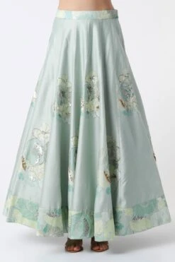 Olive Green Floral Lehenga With Embriodered Blouse And Shimmer Dupatta -Africans Shop waahc5063