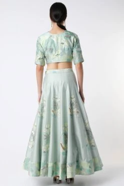 Olive Green Floral Lehenga With Embriodered Blouse And Shimmer Dupatta -Africans Shop waahc506b