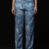 Rainforest Pyjama Pant Blue Cotton Silk Twill -Africans Shop wp105ct5361