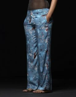 Rainforest Pyjama Pant Blue Cotton Silk Twill -Africans Shop wp105ct5362