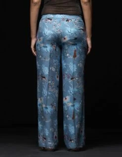 Rainforest Pyjama Pant Blue Cotton Silk Twill -Africans Shop wp105ct536b