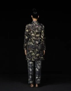 Rainforest Straight Fit Trouser Black Silk Damask -Africans Shop wp532sj5405