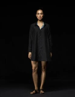 Oversized Shirt Black Pure Silk