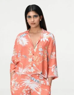 Rainforest Cuban Ribbed Shirt Coral Cotton Silk Twill 9 Rainforest Cuban Ribbed Shirt Coral Cotton Silk Twill -Africans Shop ws477ct5573