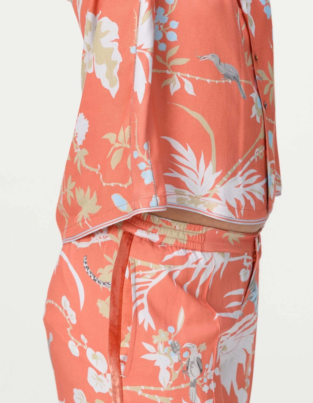 Rainforest Cuban Ribbed Shirt Coral Cotton Silk Twill 6 Rainforest Cuban Ribbed Shirt Coral Cotton Silk Twill - Image 4