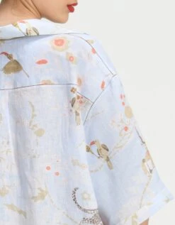 Rainforest Oversized Bush Shirt Ice Blue Linen -Africans Shop ws479li5564